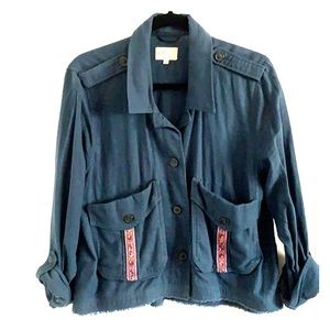 Jolt Navy Blue Linen Jacket